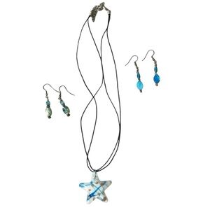 Star Necklace and Beaded Earrings Bundle